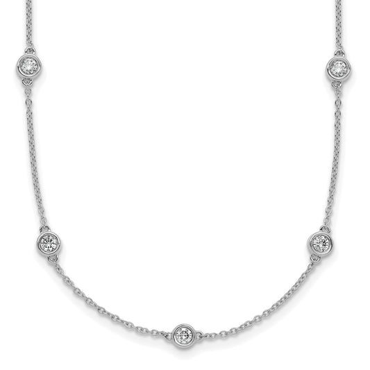 14K White Gold Complete 3/4 carat Bezel-set Diamond and Cable Chain 13-Station 16 Inch Necklace