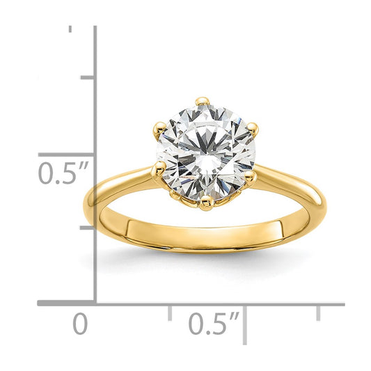 14K Yellow Gold (Holds 2 carat (8.20 mm) Round) 4-Prong with 1/20 carat Diamond Leaf Design Semi-Mount Engagement Ring