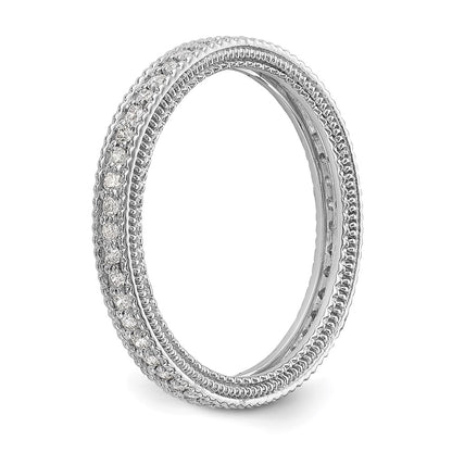 14K White Gold Polished 1/3CT Milgrain Edge Diamond Eternity Wedding Band Ring