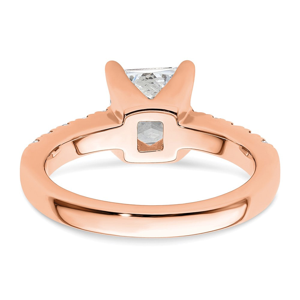 True Origin 14K Rose Gold 3/8 carat Lab Grown Diamond VS+ F+ Semi-Mount Princess Engagement Ring