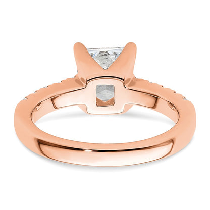 True Origin 14K Rose Gold 3/8 carat Lab Grown Diamond VS+ F+ Semi-Mount Princess Engagement Ring