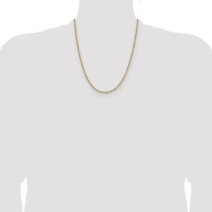 14K Yellow Gold with Rhodium 1.9mm Singapore 22 Inch Chain