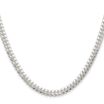 Sterling Silver Rhodium-plated Polished 5.7mm Domed Curb 22 Inch Chain