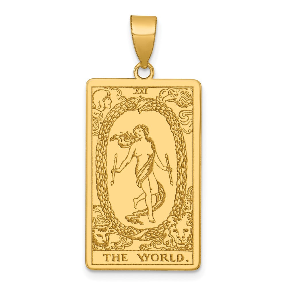 14K Yellow Gold The World Tarot Card Pendant