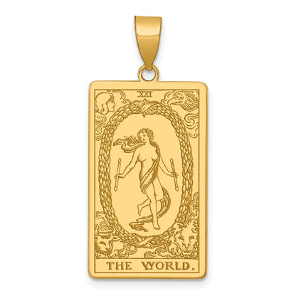 14K Yellow Gold The World Tarot Card Pendant