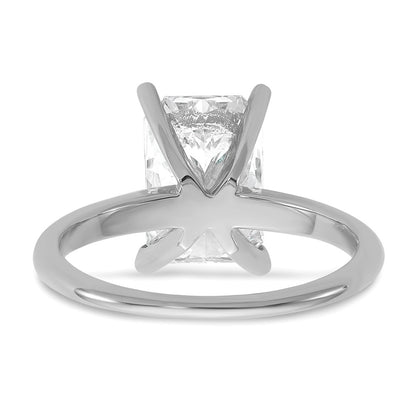 14K White Gold 3 carat Certified Lab Grown Diamond VS+ F+ Radiant Solitaire Complete Engagement Ring