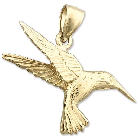 14K Gold Fluttering Hummingbird Pendant