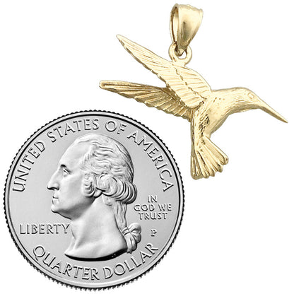 14K Gold Fluttering Hummingbird Pendant
