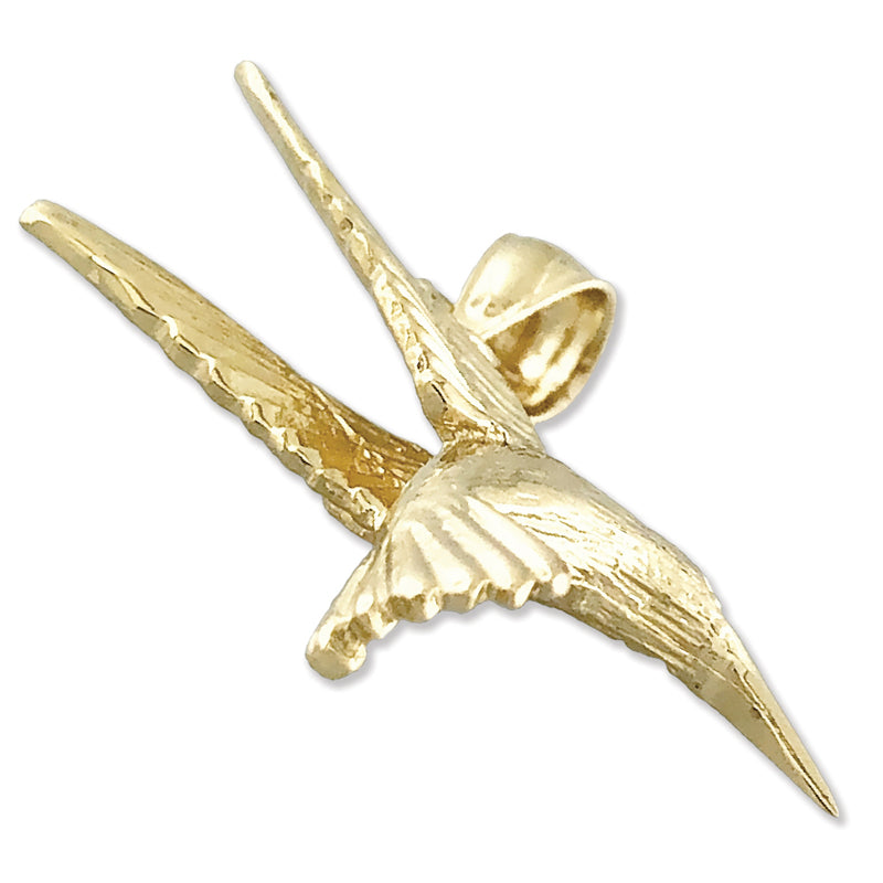 14K Gold Fluttering Hummingbird Pendant