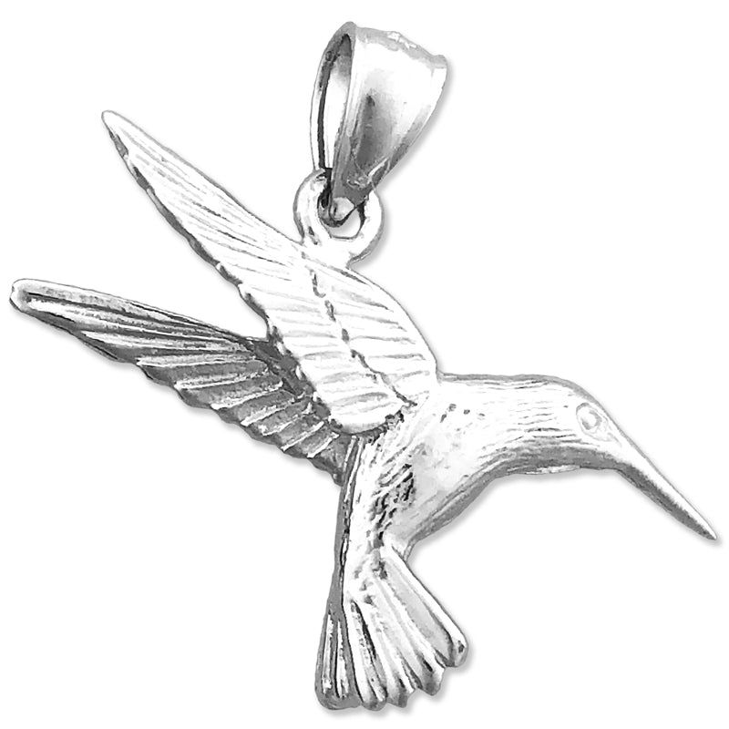 14K Gold Fluttering Hummingbird Pendant