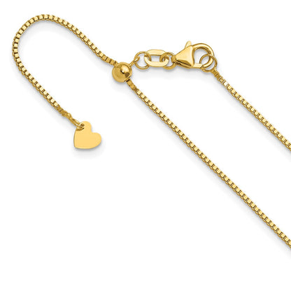 3 Inch 14K Yellow Gold Adjustable .9mm Box Chain Necklace