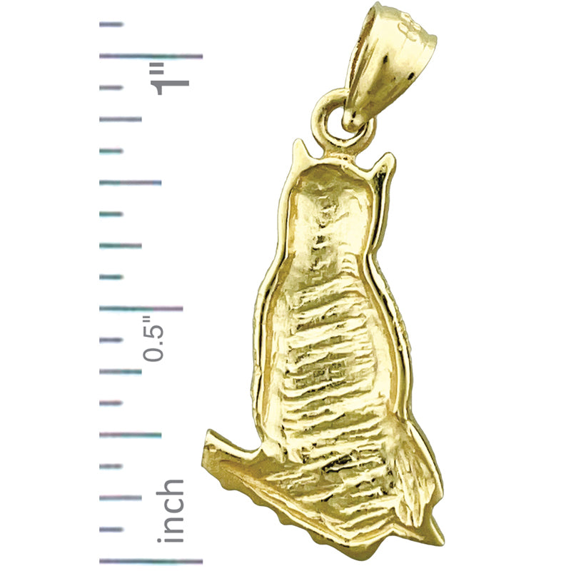 14K Gold 20MM Perched Owl Charm