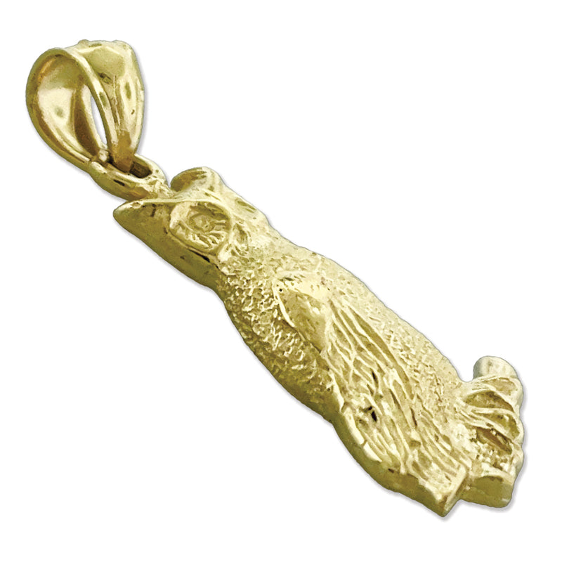 14K Gold 20MM Perched Owl Charm