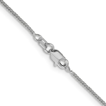 2 Inch 14K White Gold .8mm D/C Quadra Wheat Chain Necklace