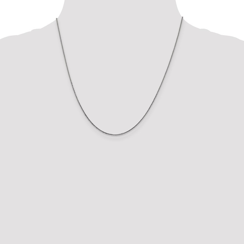 2 Inch 14K White Gold .8mm D/C Quadra Wheat Chain Necklace