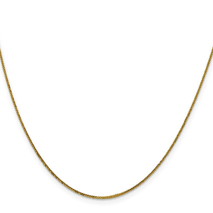 18 Inch 14K Yellow Gold .8mm D/C Quadra Wheat Chain Necklace