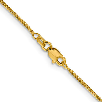 22 Inch 14K Yellow Gold .8mm D/C Quadra Wheat Chain Necklace