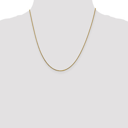 2 Inch 14K Yellow Gold .8mm D/C Quadra Wheat Chain Necklace
