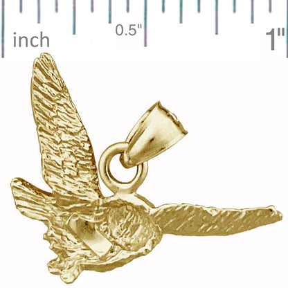 14K Gold Flying Owl Pendant