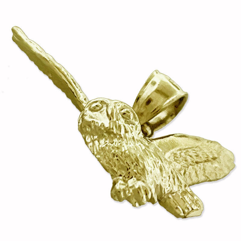 14K Gold Flying Owl Pendant