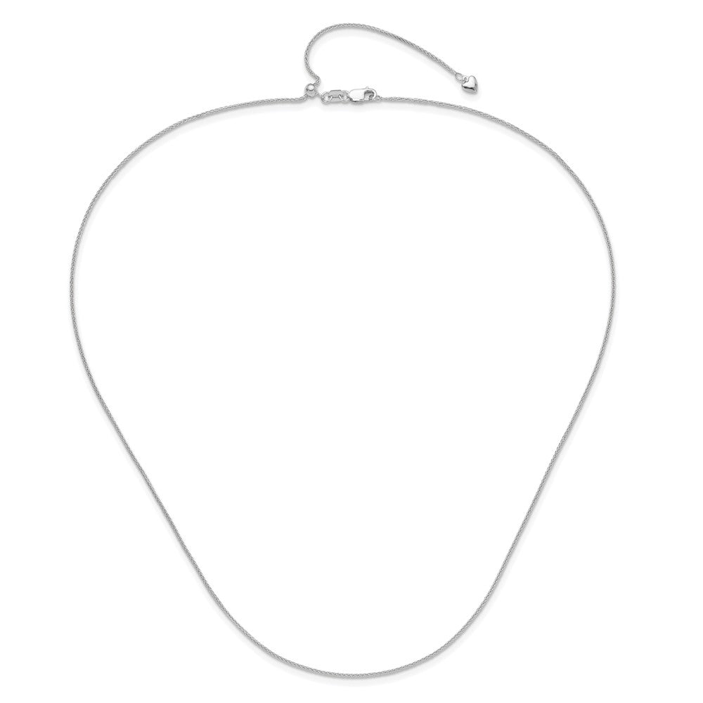 3 Inch 14K White Gold Adjustable 1mm Wheat Chain Necklace