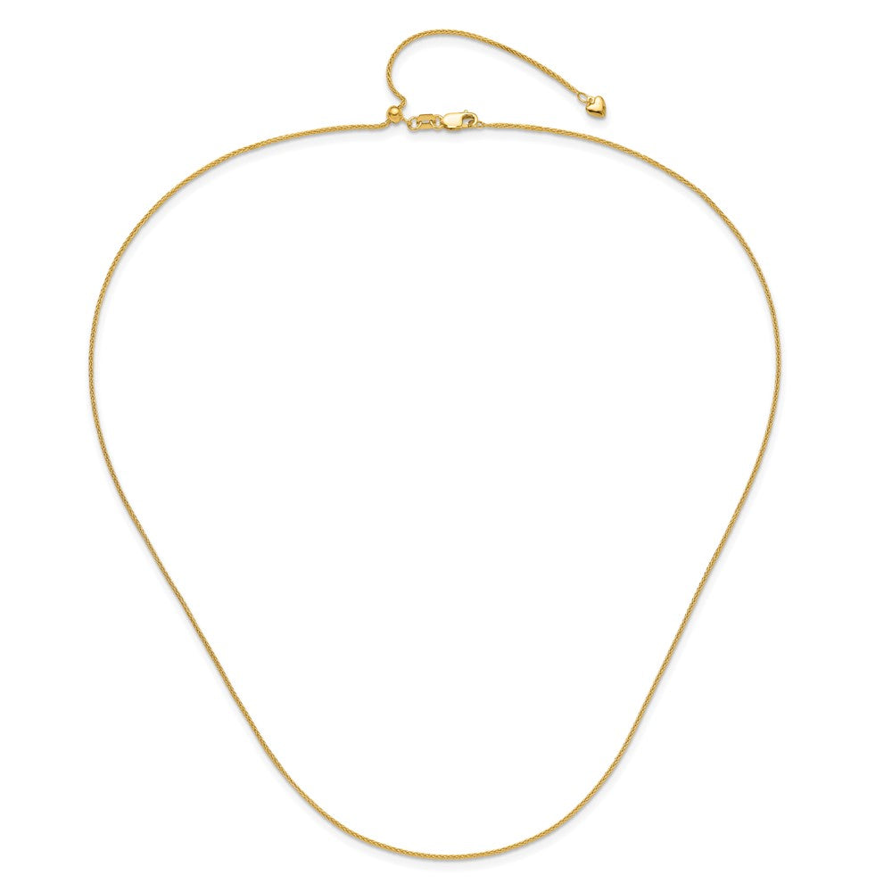3 Inch 14K Yellow Gold Adjustable 1mm Wheat Chain Necklace