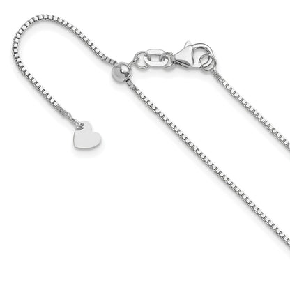 3 Inch 14K White Gold Adjustable .9mm Box Chain Necklace