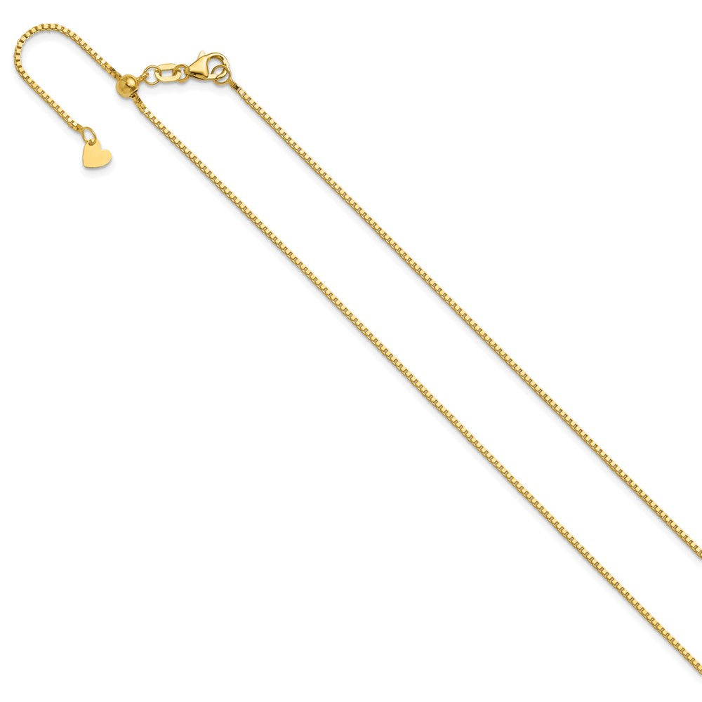 22 Inch 14K Yellow Gold Adjustable 1mm Box Chain Necklace