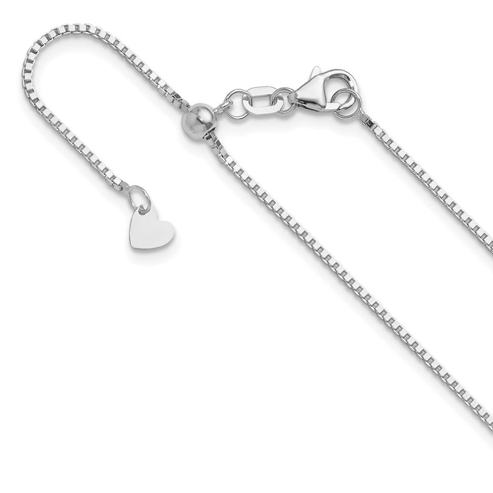 22 Inch 14K White Gold Adjustable 1mm Box Chain Necklace