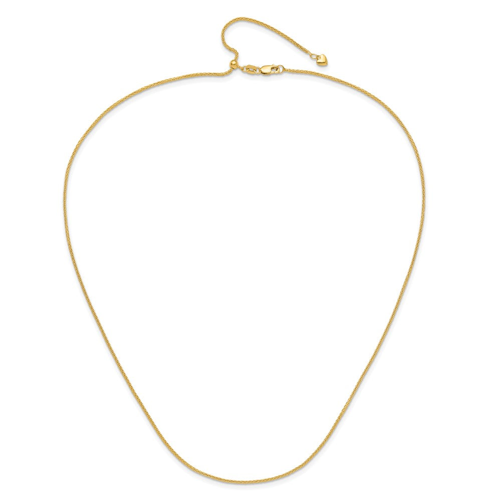 3 Inch 14K Yellow Gold Adjustable 1.4mm Wheat Chain Necklace