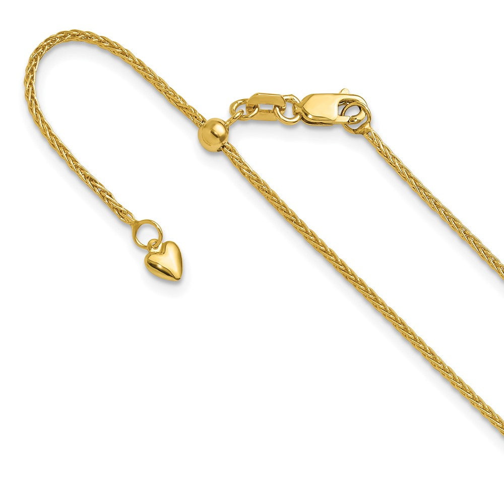 3 Inch 14K Yellow Gold Adjustable 1.4mm Wheat Chain Necklace