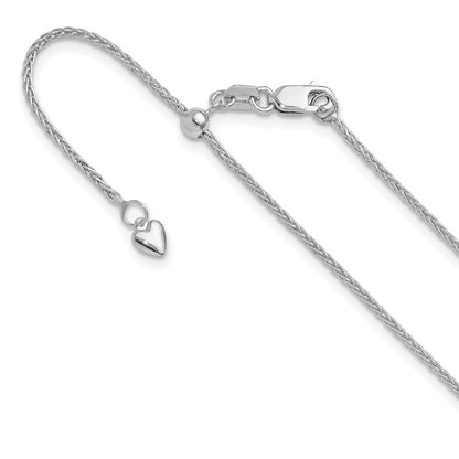 3 Inch 14K White Gold Adjustable 1.4mm Wheat Chain Necklace
