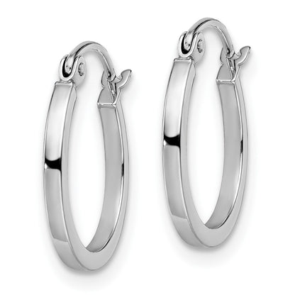 14K White Gold Polished Hoop Earrings