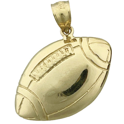14K Gold 24MM Engraveable Football Pendant