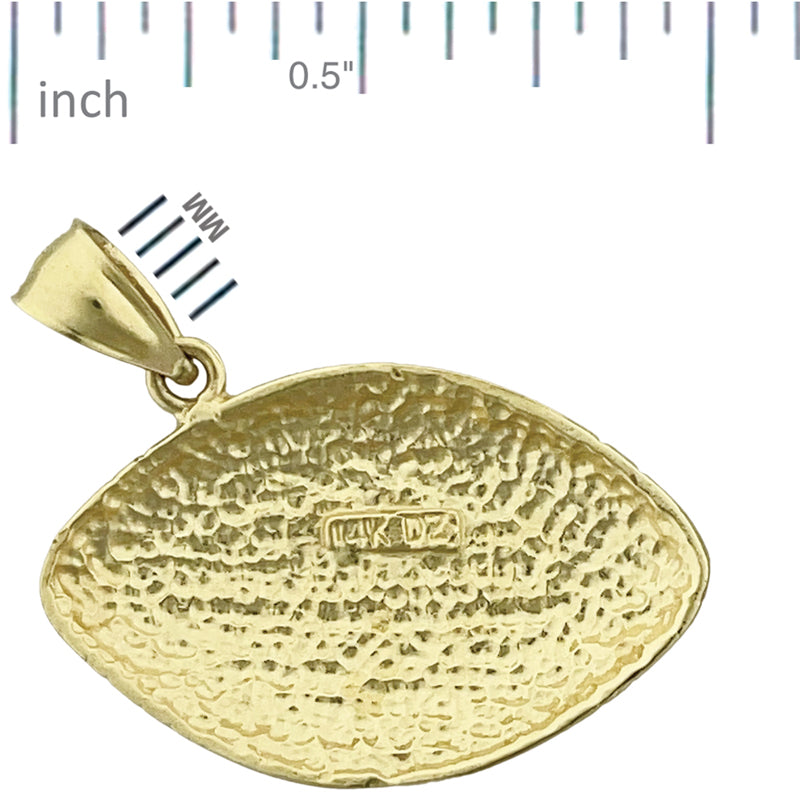 14K Gold 24MM Engraveable Football Pendant