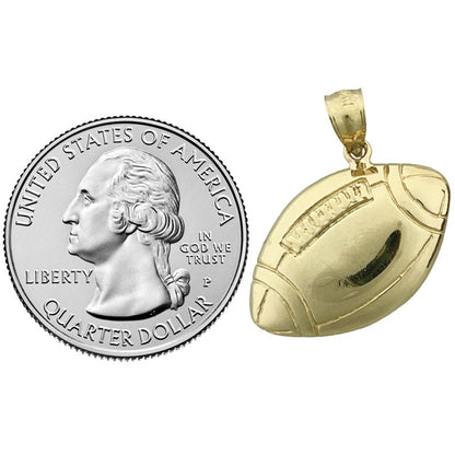 14K Gold 24MM Engraveable Football Pendant