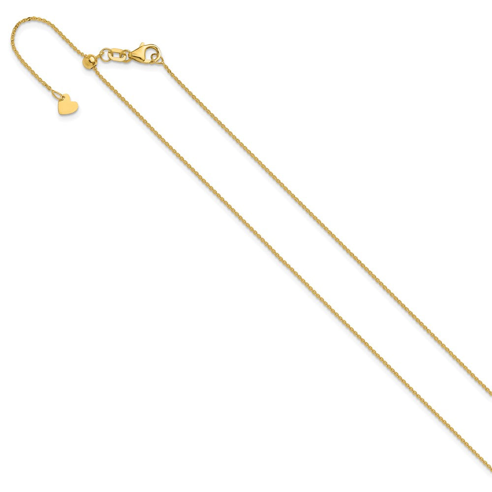 22 Inch 14K Yellow Gold Adjustable 1.2mm Flat Cable Chain Necklace