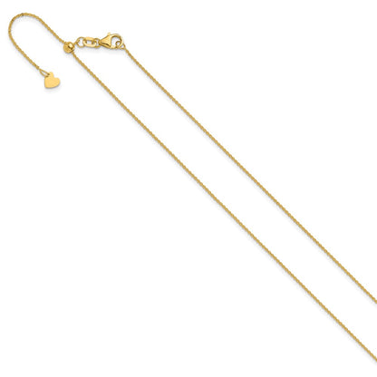 22 Inch 14K Yellow Gold Adjustable 1.2mm Flat Cable Chain Necklace