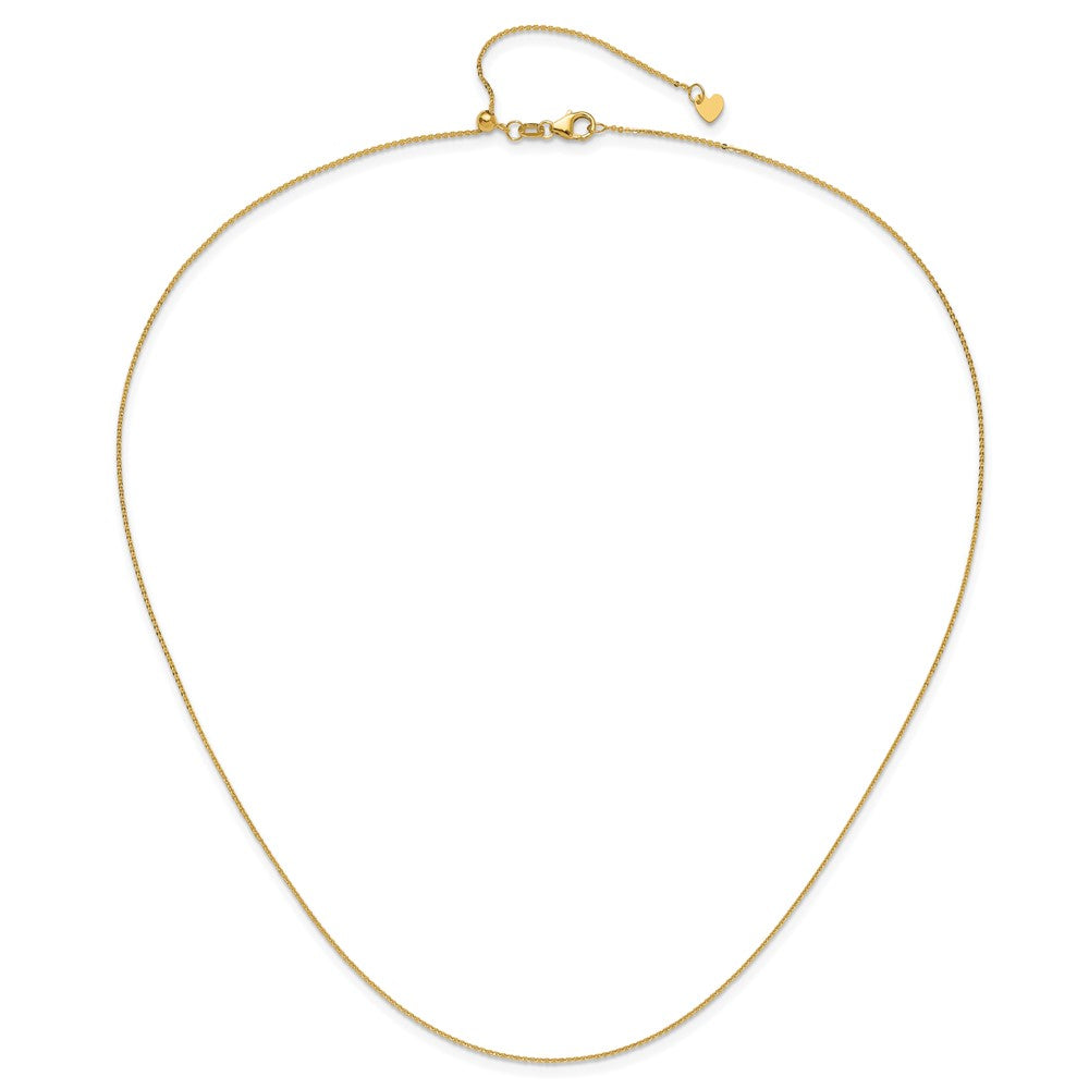 22 Inch 14K Yellow Gold Adjustable 1.2mm Flat Cable Chain Necklace