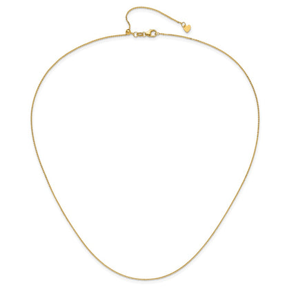 22 Inch 14K Yellow Gold Adjustable 1.2mm Flat Cable Chain Necklace