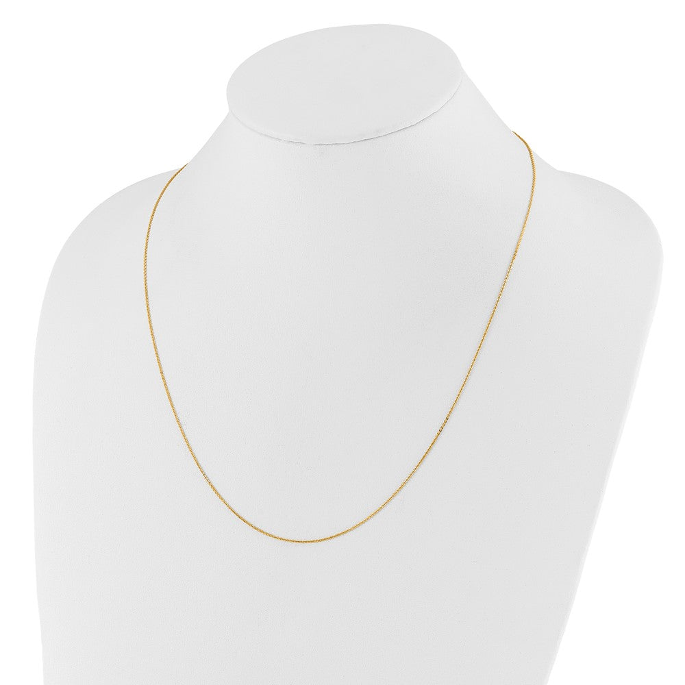 22 Inch 14K Yellow Gold Adjustable 1.2mm Flat Cable Chain Necklace