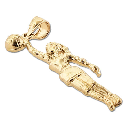 14K Gold Female Basketball Player Pendant