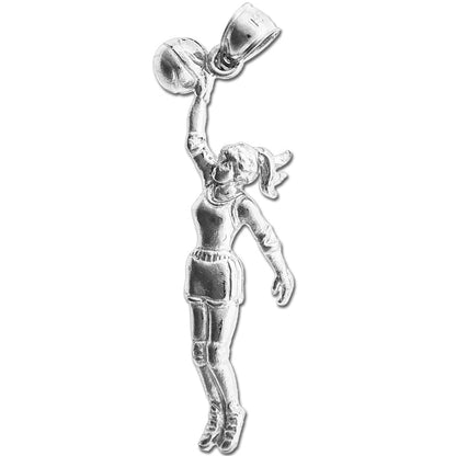14K Gold Female Basketball Player Pendant
