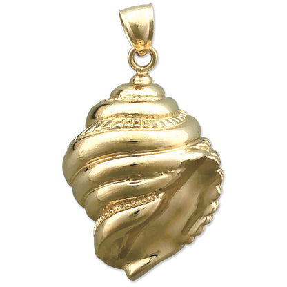 14K Gold Gastropod Mollusk Sea Snail Seashell Pendant