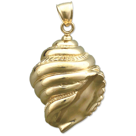 14K Gold Gastropod Mollusk Sea Snail Seashell Pendant