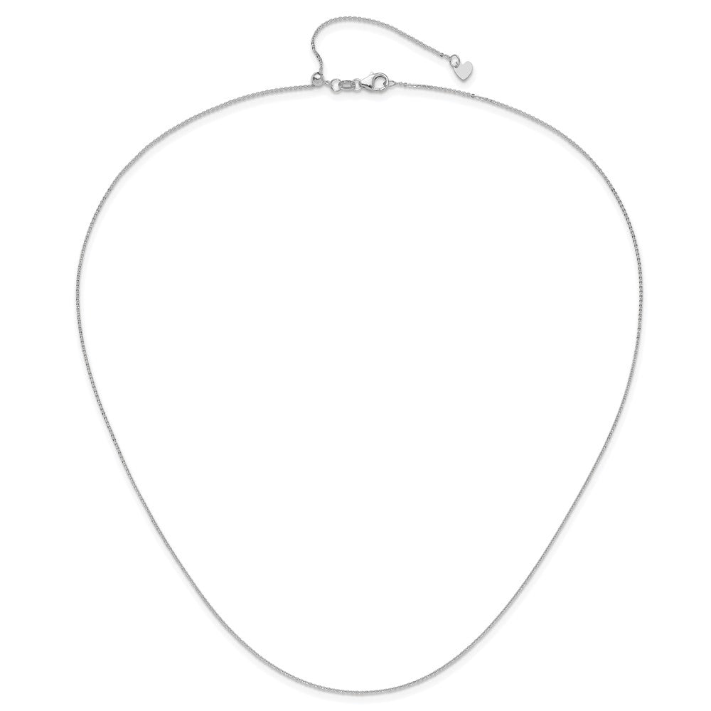 3 Inch 14K White Gold Adjustable 1.2mm Flat Cable Chain Necklace