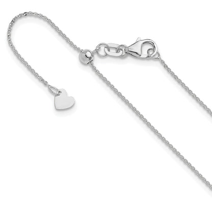 3 Inch 14K White Gold Adjustable 1.2mm Flat Cable Chain Necklace