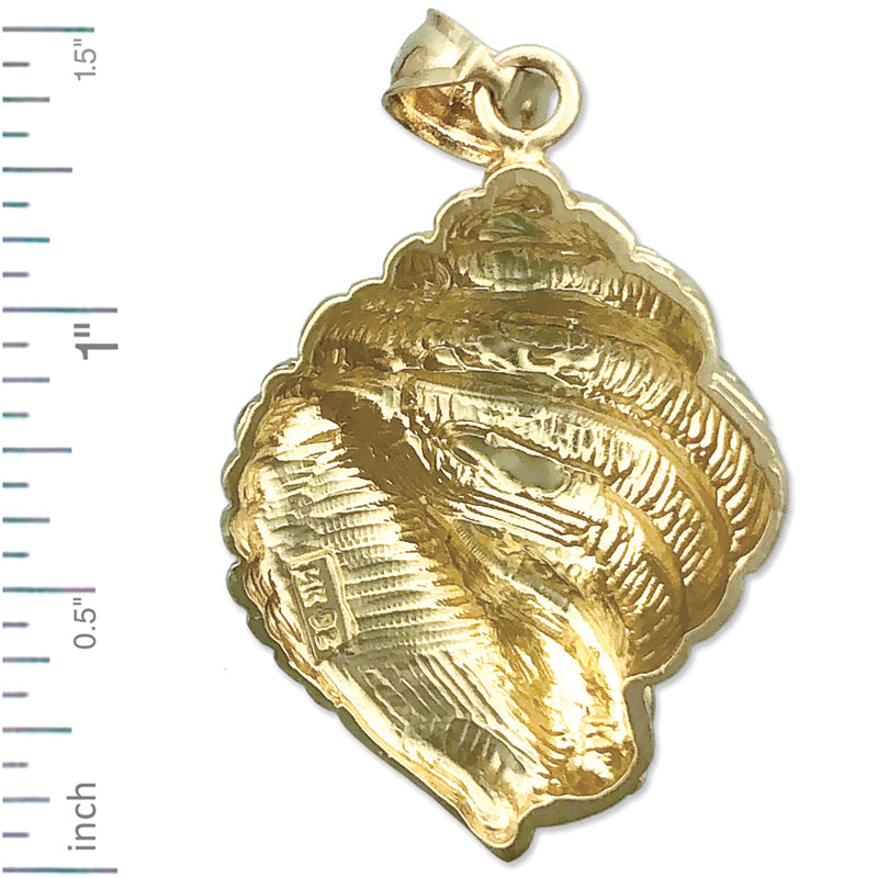 14K Gold Gastropod Mollusk Sea Snail Seashell Pendant