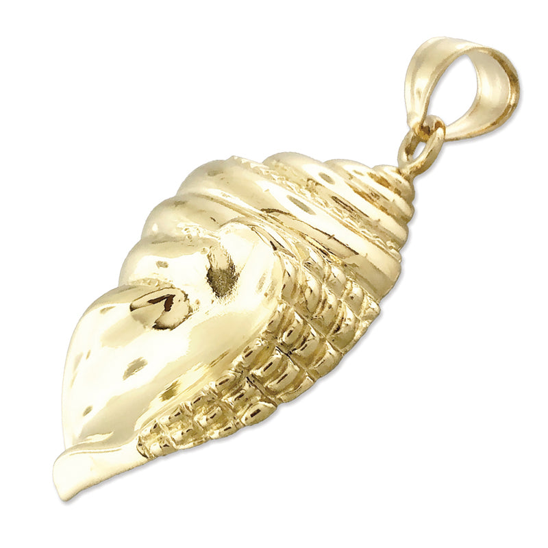14K Gold Gastropod Mollusk Sea Snail Seashell Pendant