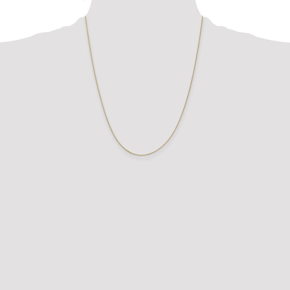 22 Inch 14K Yellow Gold .5mm Baby Box With Lobster Clasp Chain Necklace